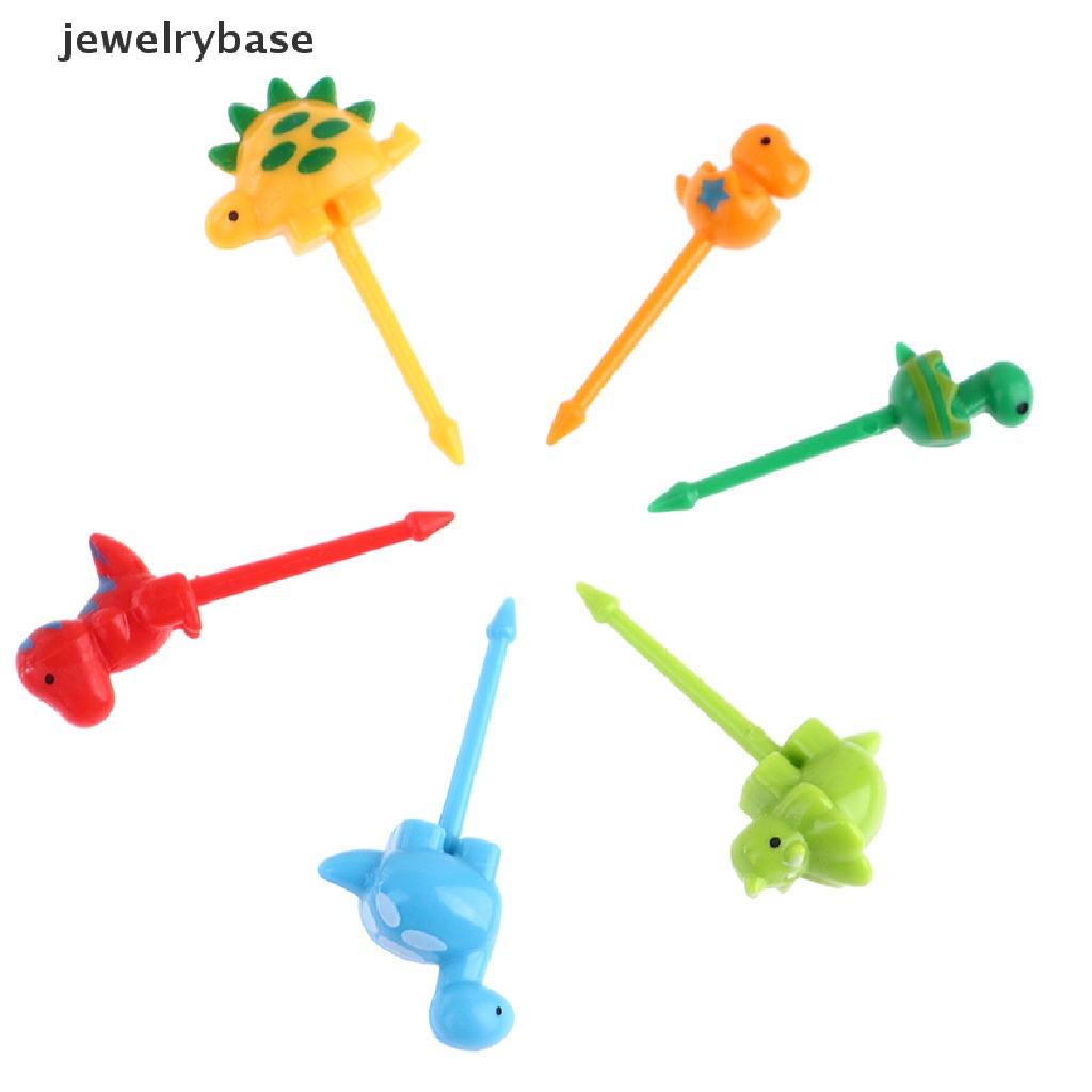 6 Pcs / set Garpu Buah Mini Desain Kartun Hewan Dinosaurus Untuk Anak