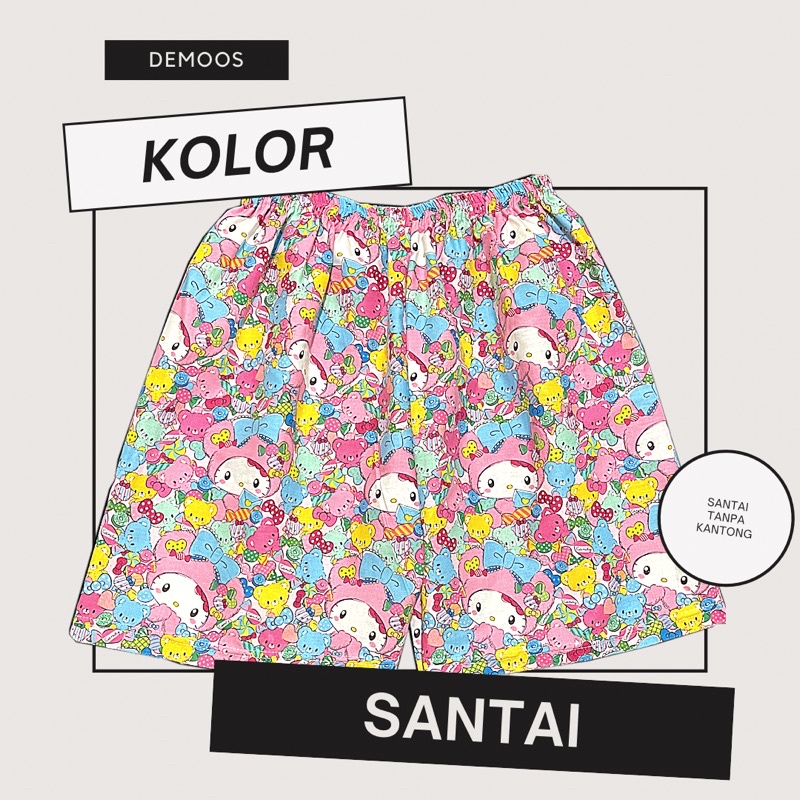 Celana kolor boxer santai unisex motif lucu dewasa dan anak