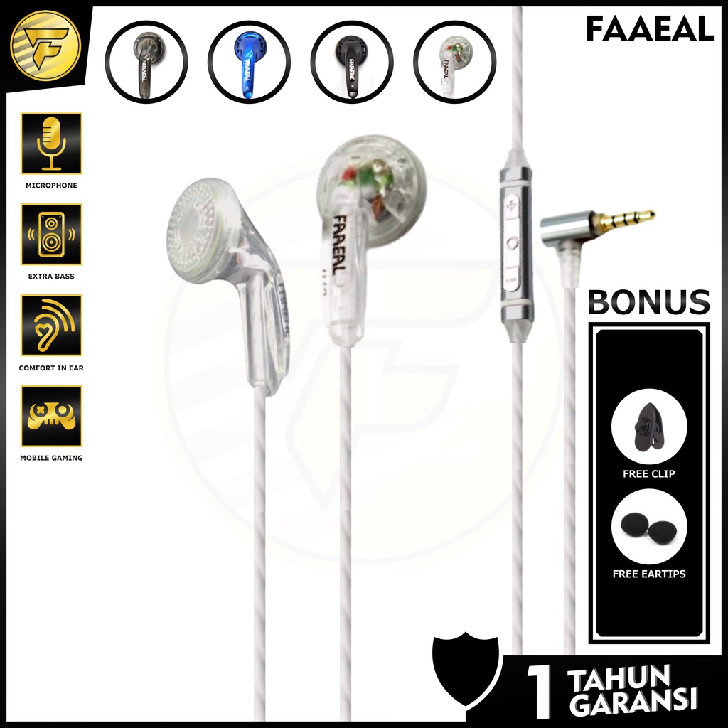 FAAEAL IRIS 2.0 Earbud 32Ohms HIFI BASS Sound telfon stereo music daily earphone mic