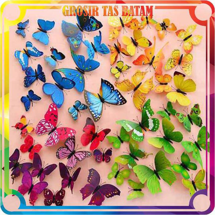 

lidya_viani R006 1 Set 12 Pcs Stiker Dinding 3d Wallpaper Hias Kupu Kupu Import