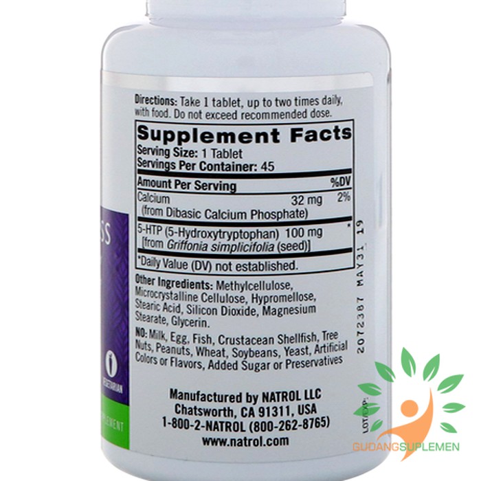 Terpercaya Natrol 5 Htp Time Release 100mg 45 Tab Mood Stress Weight Loss Shopee Indonesia