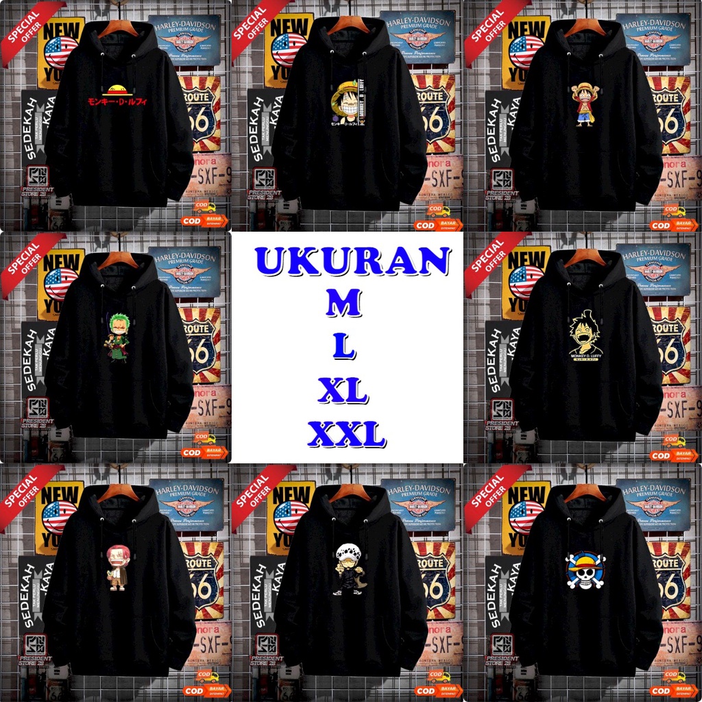 ASGARD777 - SWEATER Hoodie SERIE ONE PICE HITAM / switer pria terbaru / sweater / lengan panjang / Hoodie cowok