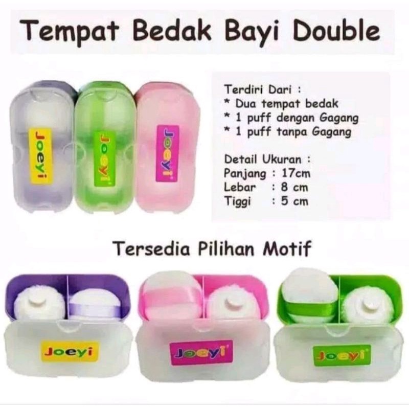 JOEYI Tempat Bedak Bayi Double 2 Puff || Kotak Bedak Bayi