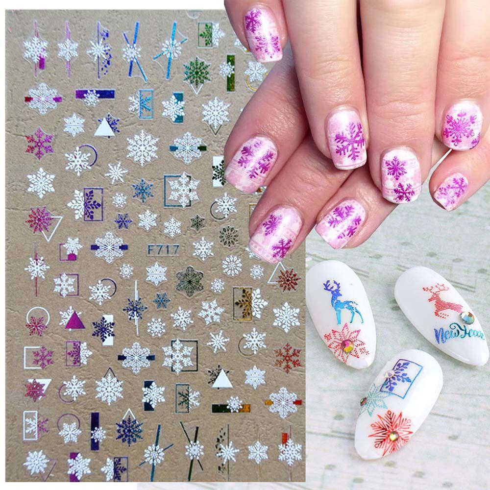 AUGUSTINA Agustina Stiker Kuku Natal Tanduk Rusa Perekat Diri Elk Manicure Aksesoris Alfabet Inggris Pohon Natal Nail Art Dekorasi