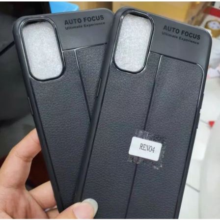 Auto Focus Oppo Reno 4 Case Leather Kulit Jeruk