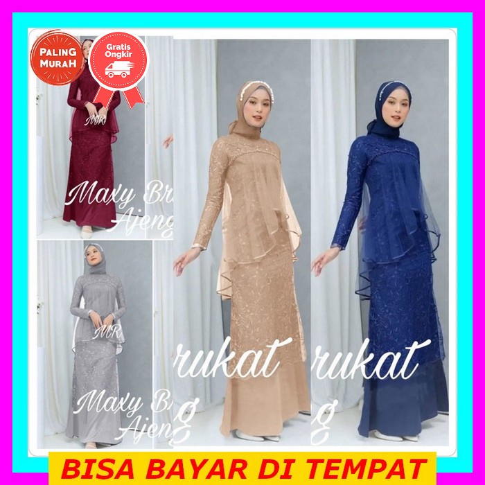 Shafaria Gamis Remaja Korean Style Polos Kombinasi Rompi Brokat Jumbo Ld 110Cm Terbaru 2021 Kekinian