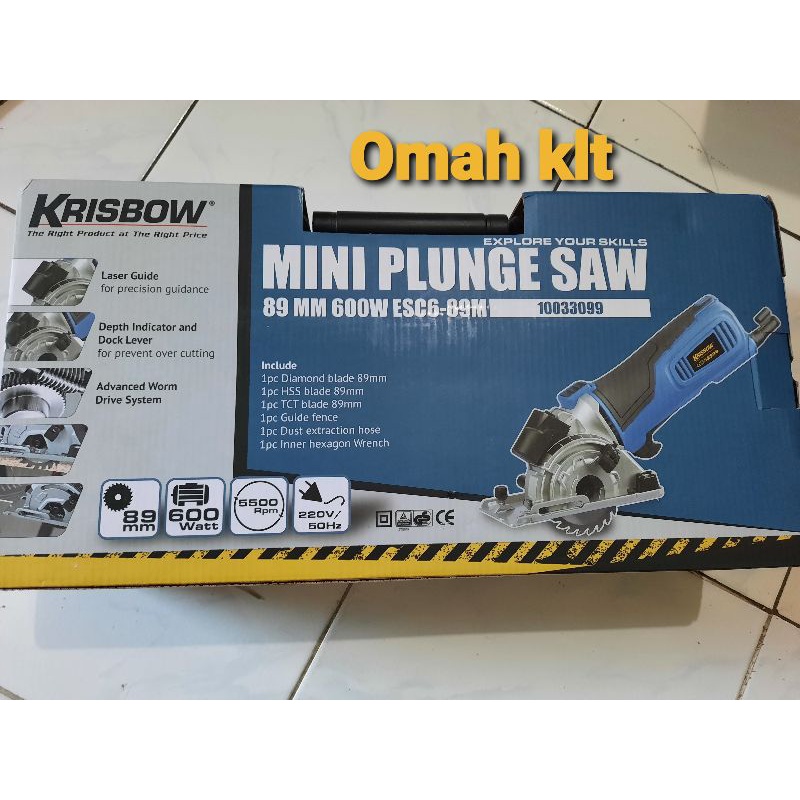 krisbow gergaji listrik mini 8,9cm mini plunge saw circular