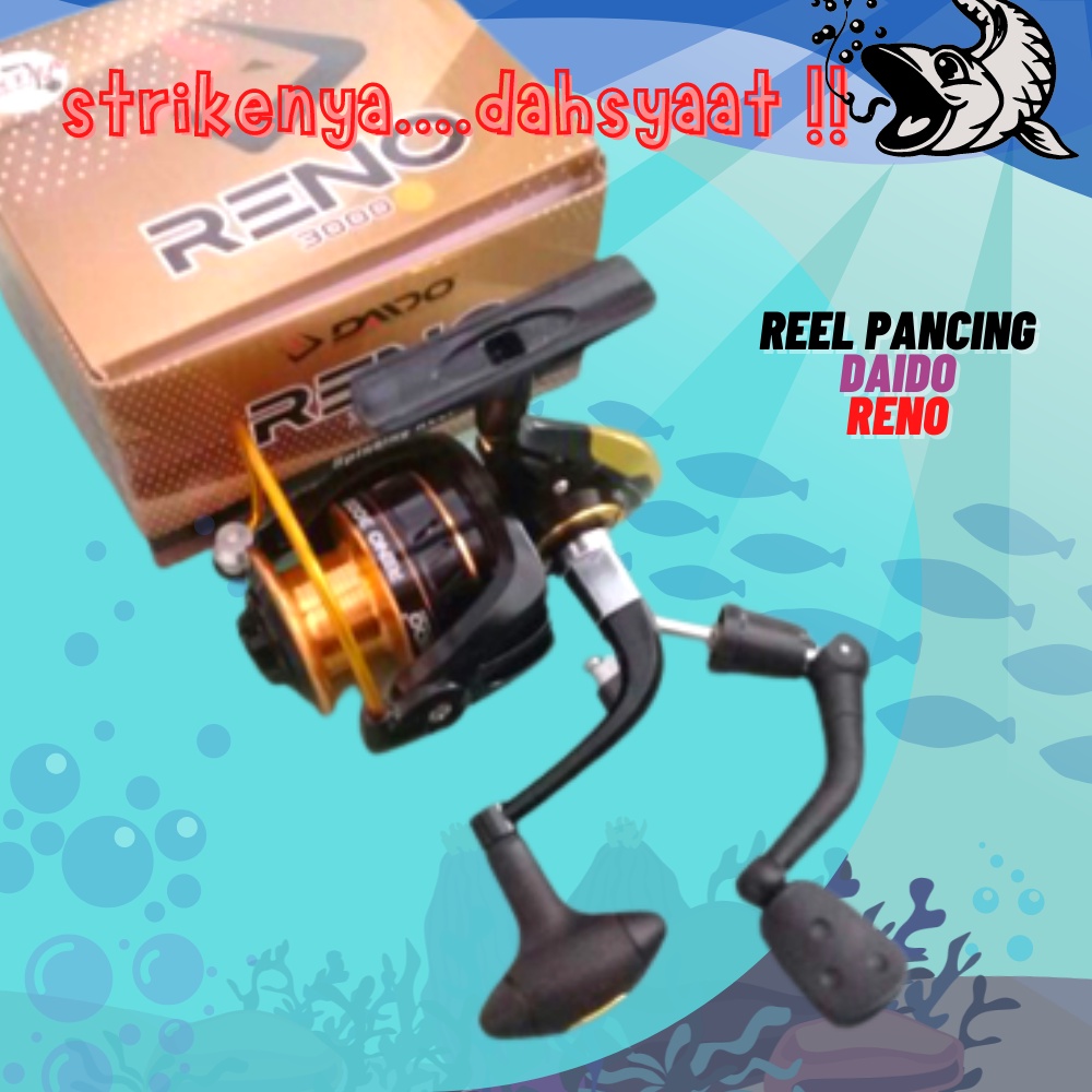 Gulungan Reel Ril Riil Rill Katrol Alat Pancing Ikan Daido Reno 1000 2000 3000 Extra Handle Olahraga