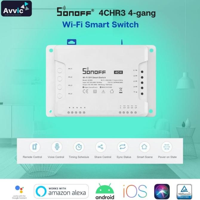Sonoff 4CH R3 4Gang/Channel -WiFi Smart Switch -Saklar Pintar IoT