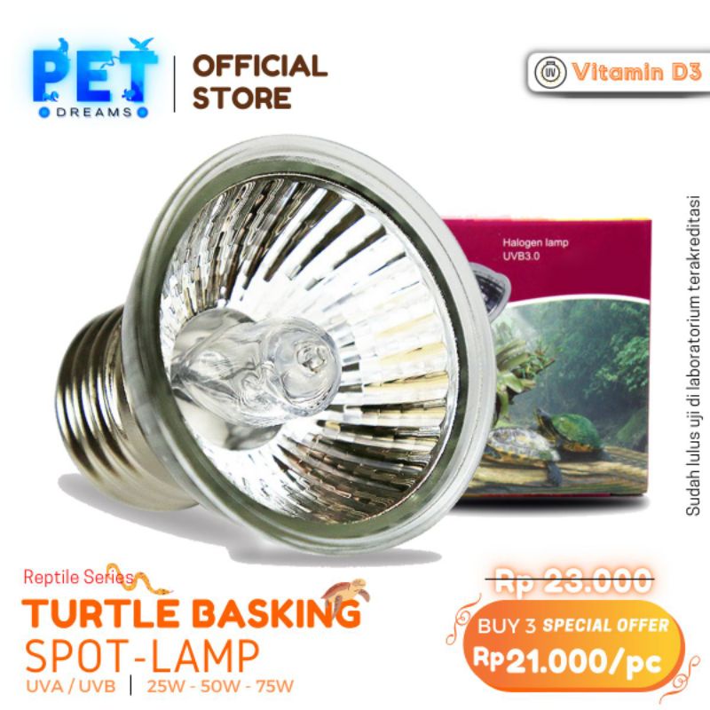 LAMPU UVA UVB HALOGEN 25W 50W 75W PENGHANGAT REPTILE REPTIL TORTO SULCATA NOMOY KECIL ND-10