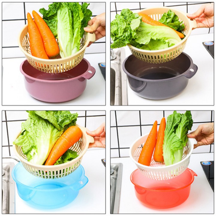 Set Wadah Baskom Cuci Sayur dan Buah dengan Saringan Kecil Baskom Plastik Baskom Saringan Cuci buah
