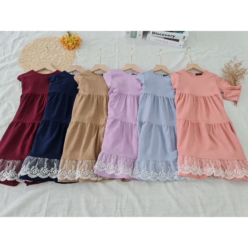 New Kyra Gamis airflow crinkle 2 - 12 tahun premium by ollet bisa couple