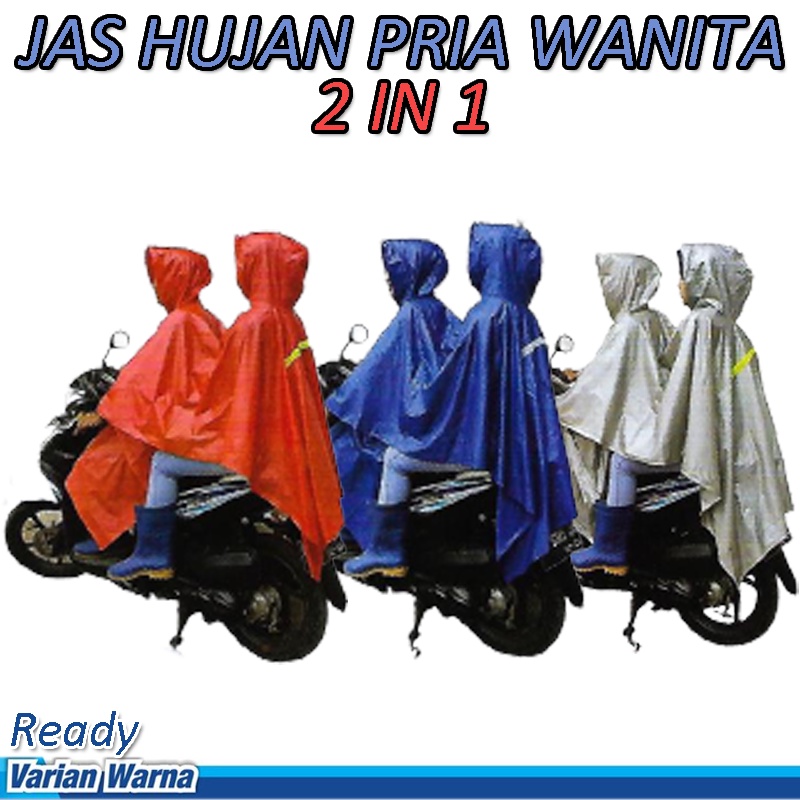 Terlaris Jas Hujan 2 in 1 DAYTONA Premium Dewasa Murah / Jas Hujan Berdua Boncengan 2 Kepala Murah / Jaket Motor Dewasa Penutup Seluruh Badan / Jas Hujan Dobel Ponco Double / Double Phonco