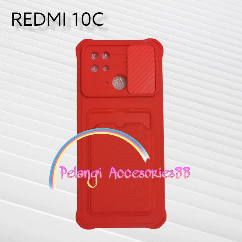 CASE REDMI 10C / POCO C40 SOFTCASE SLEDING WARNA WARNI SLOT CARD