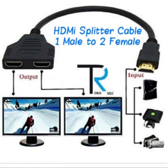 Kabel Konektor HDMI Monitor TV Laptop Komputer Splitter input male 1 to output female 2 port