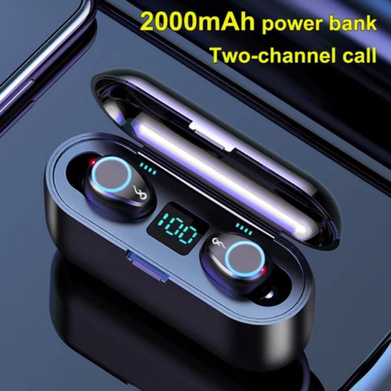 True wireless headset f9 plus power bank