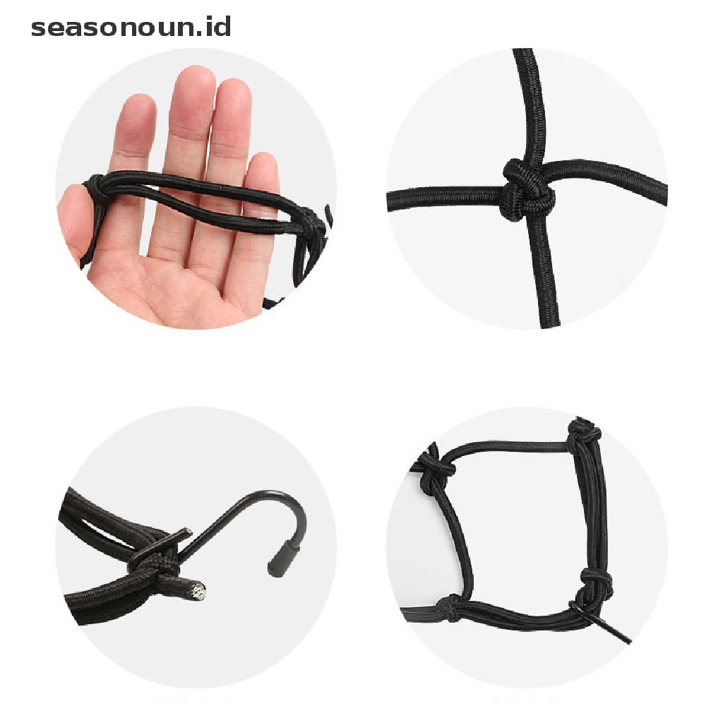 (seasonoun) Jaring Mesh Dengan 6 Hook Pengait Untuk Penyimpanan Barang Bawaan Motor Universal