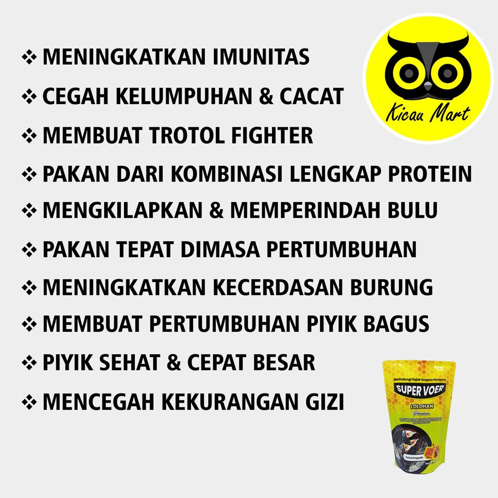 SUPER VOER PROPOLIS PAKAN LOLOHAN BUBUR LOLOH PIYIK BURUNG TROTOL MURAI BATU HIGH PROTEIN SPVOER