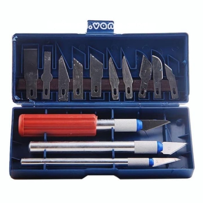 

tulis-alat-paket- cutting pen set 13 in 1 craft cutter -paket-alat-tulis.
