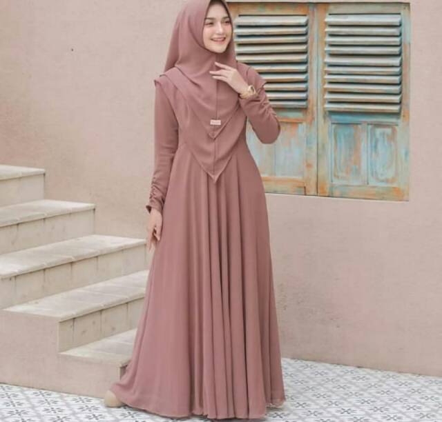 Baju gamis syari terbaru Mayra setelan hijab