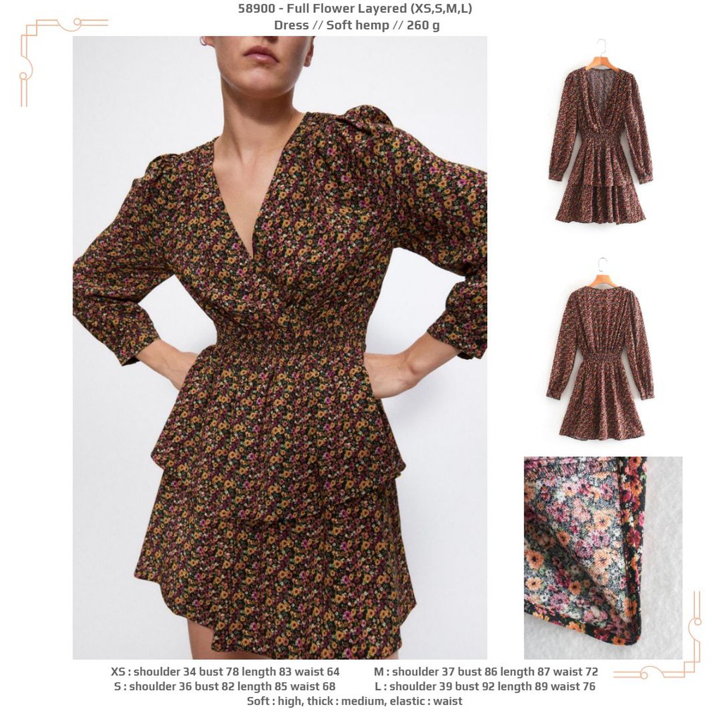 Dress Wanita Korea Bunga