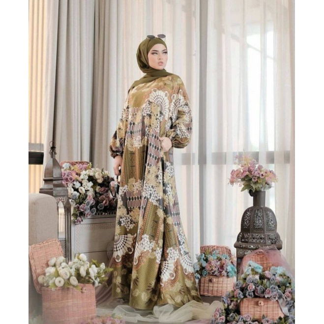 Gamis Maxmara Arabian Raya M/L/XL/XXL/JUMBO Abaya Bunga Kipas Premium High Quality