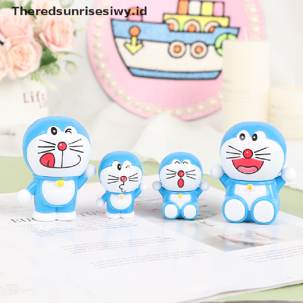 # Alat Rumah Tangga # 4pcs / set Topper Kue Desain Doraemon Cat Untuk Dekorasi Pesta Anak