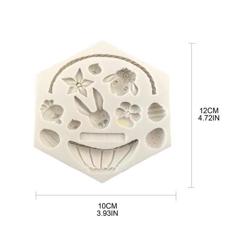 Cetakan Kue / Coklat Bentuk Keranjang Bunga Kelinci Paskah 3D Bahan Silikon Untuk Dekorasi