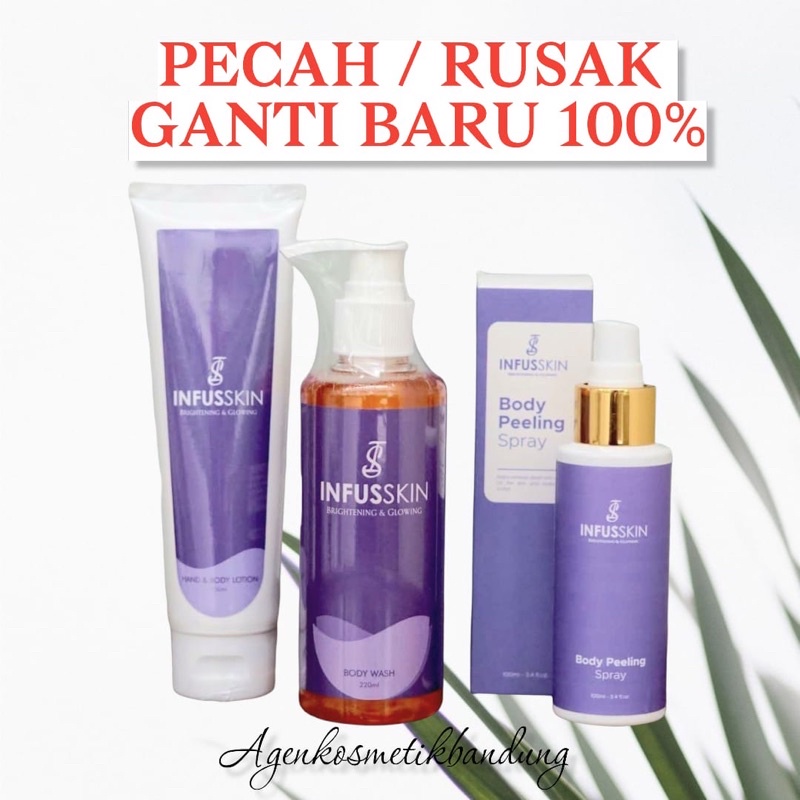 FREE GIFT - INFUSSKIN WHITENING Body Peeling Spray | Glowing Body Wash | Glowing Body Lotion | PAKET