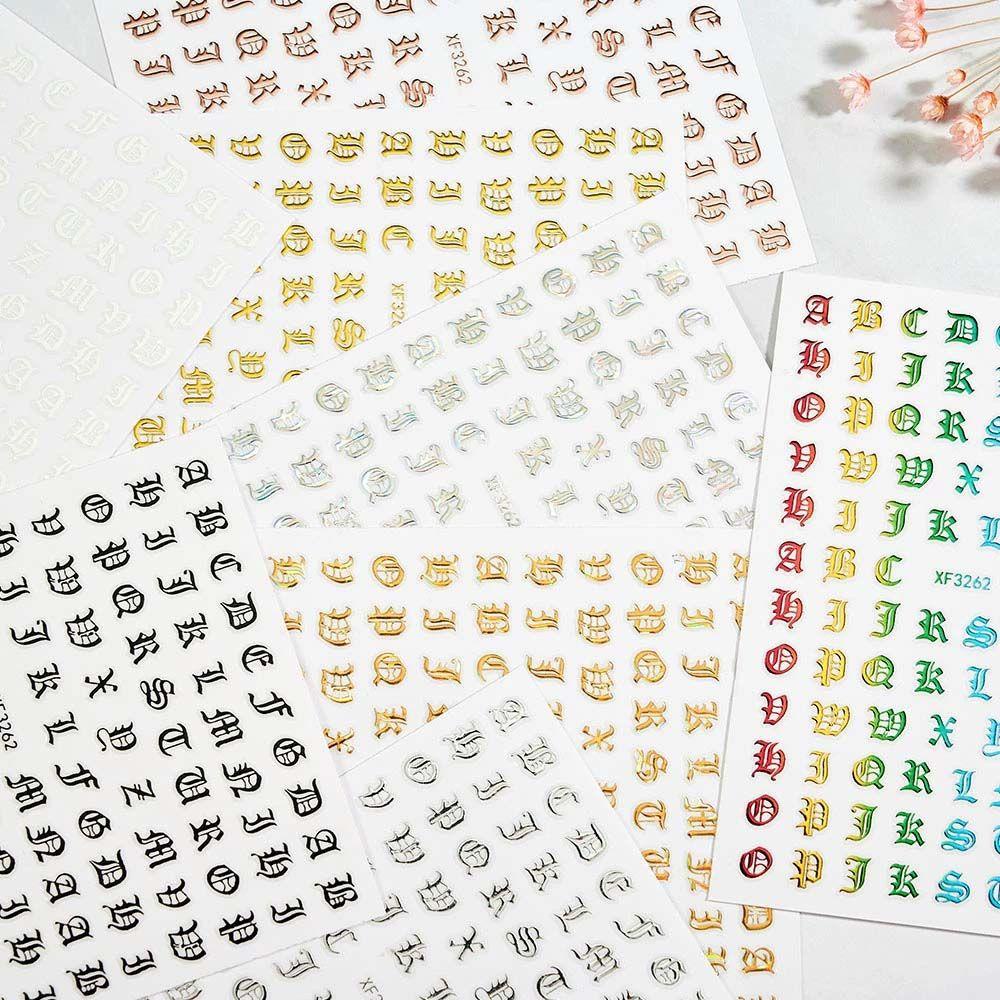 Mxbeauty Huruf Stiker Kuku Jepang Warna-Warni Fashion Self Adhesive Nail Art Dekorasi