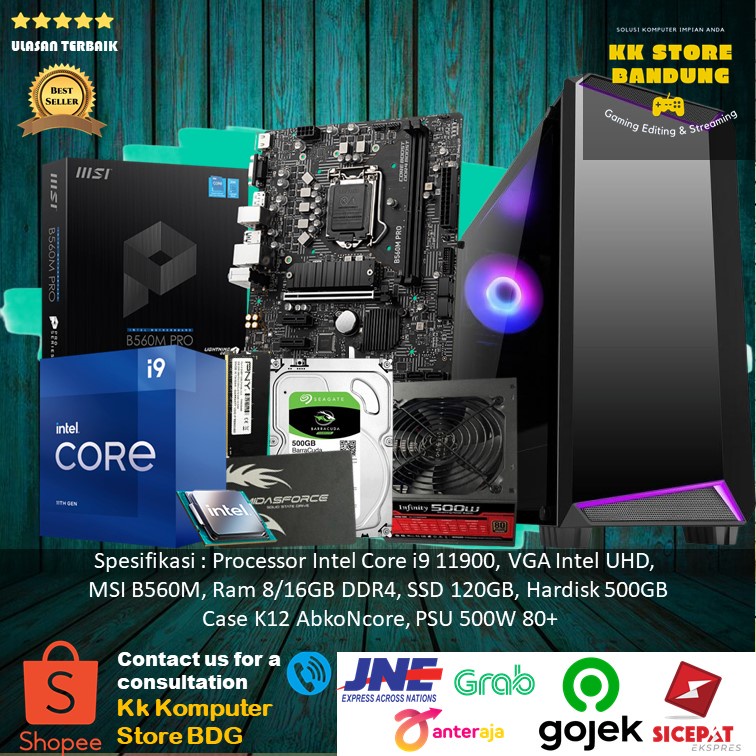 PC Rakitan INTEL CORE I9 11900 GEN11 PC office Kantor Editing Ram