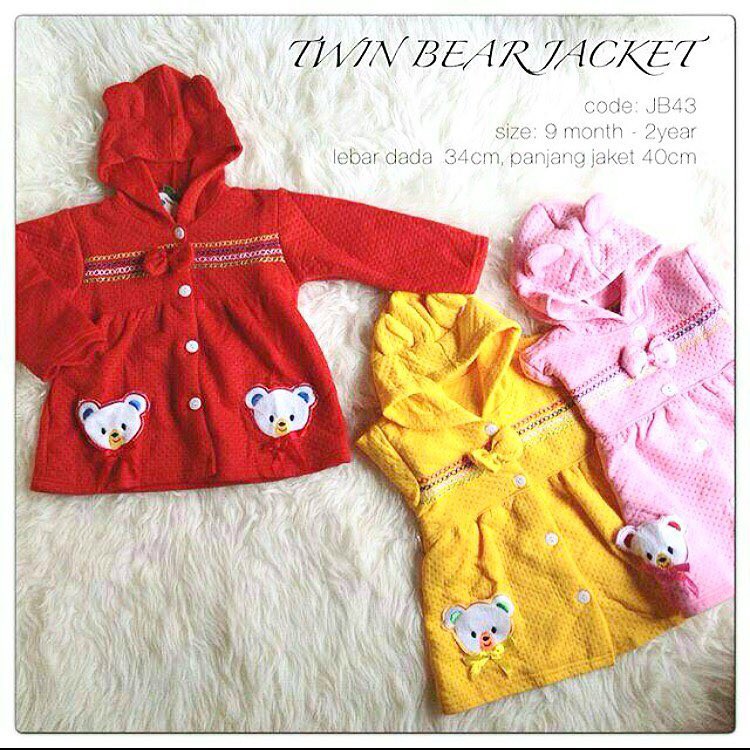 JAKET BAYI TWIN bear JACKET Fashion Anak Bayi Perempuan Cewek Murah Terlaris Lucu Terbaru Terlaris