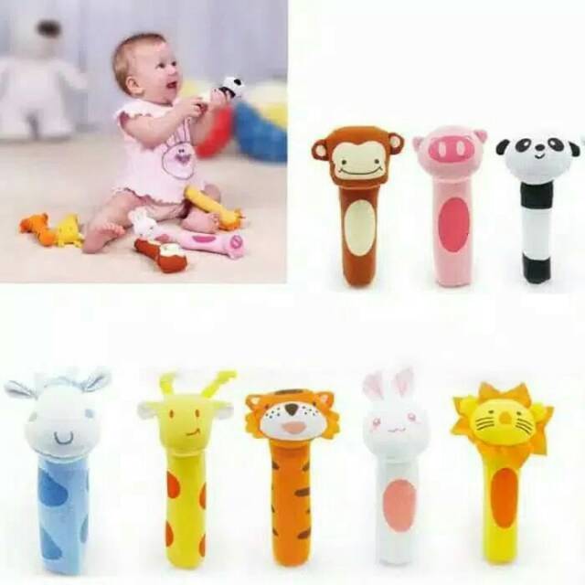 Mainan bayi stick animal/ mainan bayi baru lahir mainan stik bayi mainan gigitan pegangan bayi lucu