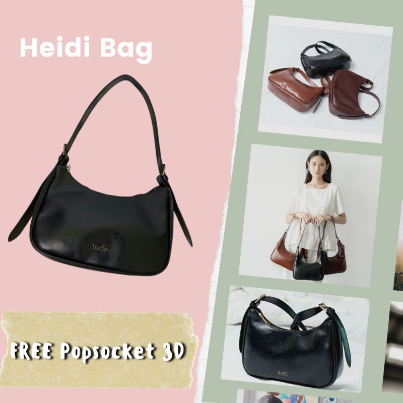 Bisa Cetak Nama, Tas Handbag Wanita bahan kulit sintetis Gratis Popsocket