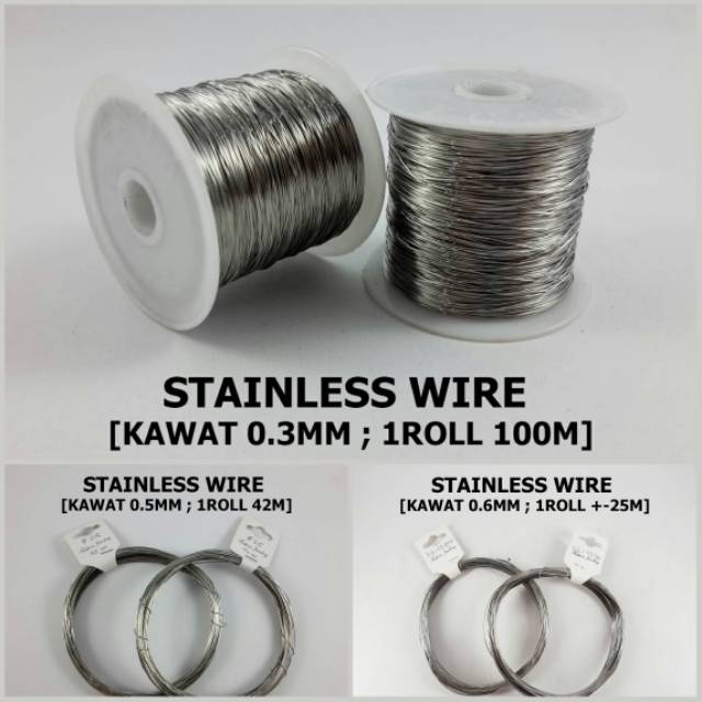 Stainless Wire / Kawat Stainless 0.3mm, 0.5mm, 0.6mm u/ DIY