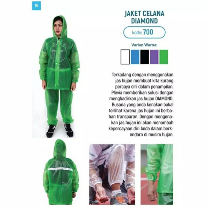 Jas Hujan Jaket Celana Diamond Plevia Stelan Tipe 700