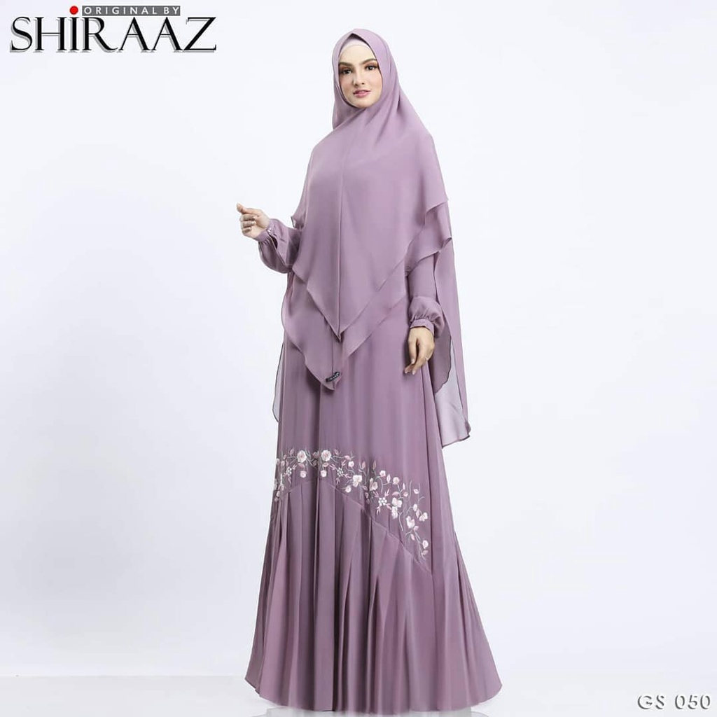 Shiraaz Syari Baju Setelan Wanita Kekinian Jumbo Gamis Syari Set khimar 2 Layer Gamis Muslimah Terbaru 2021