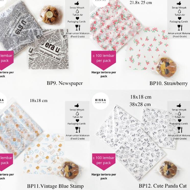 

ZSP ➣ [18x18 cm] BAKING PAPER MOTIF KOREA (PER BUNGKUS) ANTI GREASE WAX PAPER PARCHMENT PAPER KERTAS