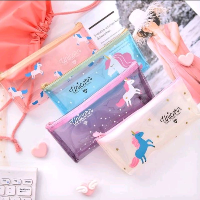 Kotak Pensil Unicorn / Pomegrante Premium