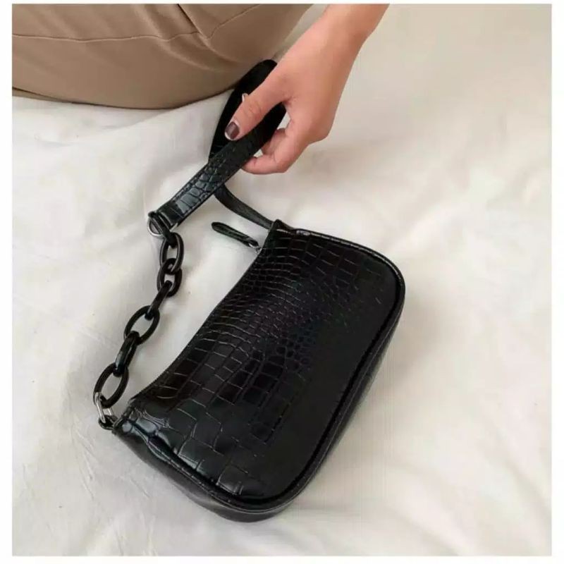 Croco Rantai CRT Tas Bahu Wanita Rantai Akrilik Shoulder Bag Bag Korea