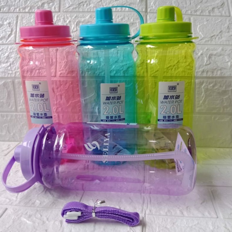 WATER POT SELIYA 2 L BOTOL MINUM 2 LITER SEDOTAN TALI PANJANG SELIYA / MY BOTTLE SEDOTAN 2 LITER / BOTOL MINUM ENJOY LIFE 2 LITER / BOTOL MINUM PLUS SEDOTAN