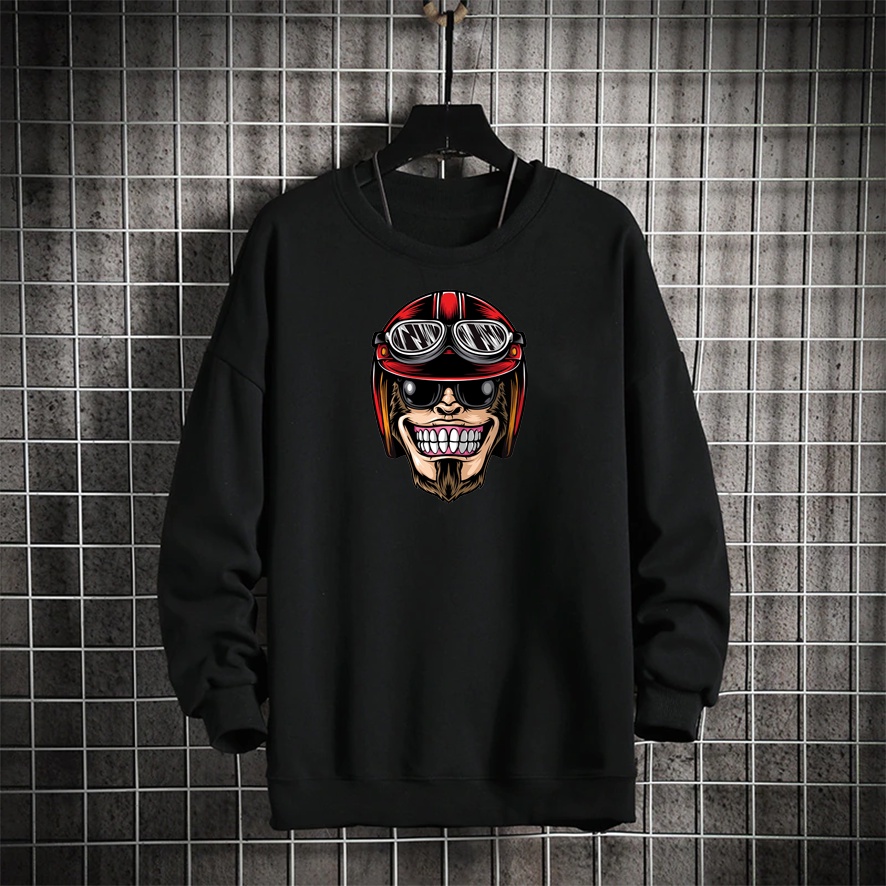 Sweater crewneck pria APE SMILE sweter cewek cowok distro murah keren