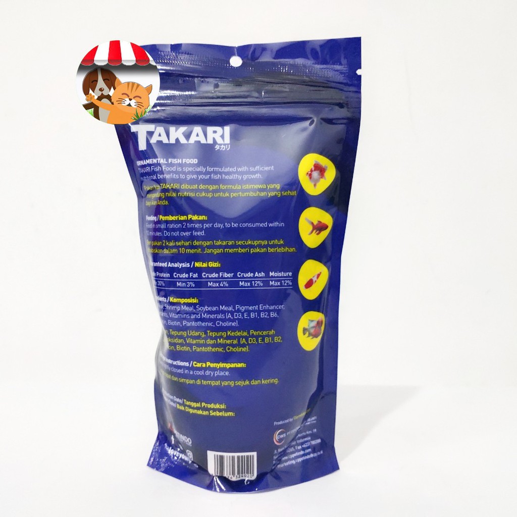 Takari Pakan Pelet Makanan Ikan 250gr - Ukuran 1mm &amp; 2mm