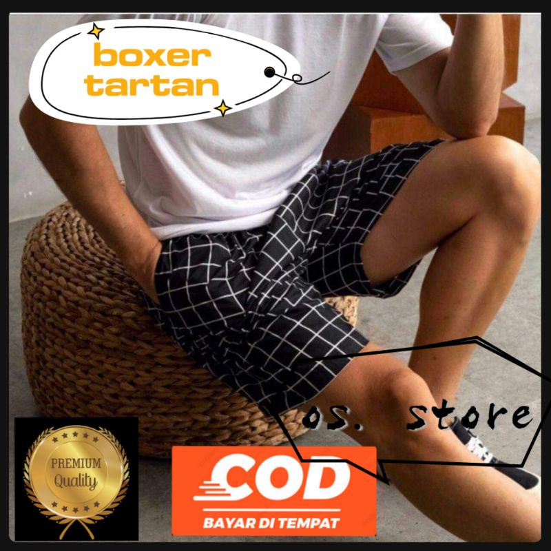 BOXER PRIA WANITA TARTAN  CELANA PENDEK BOKSER MOTIF TARTAN BOXER KOTAK KOTAK BOXER DISTRO TARTAN KO