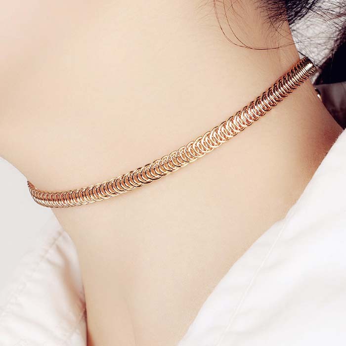 Kalung Gold Choker Wire Wrapped Mesh