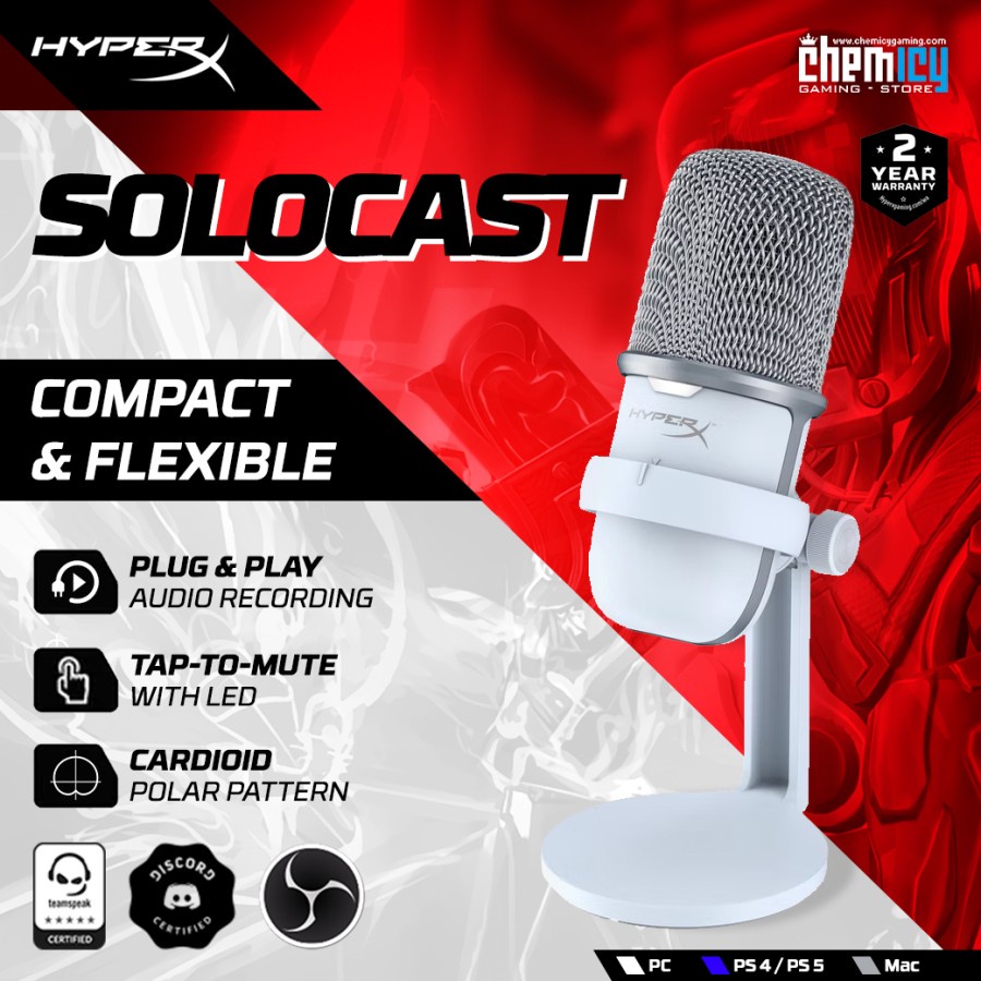 HyperX Solocast White Edition USB Condenser Gaming Microphone