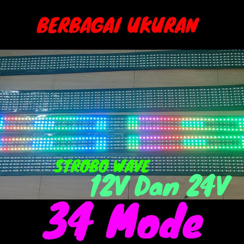 Strobo kaca 12V/ 24V wave 34 mode 4 Baris