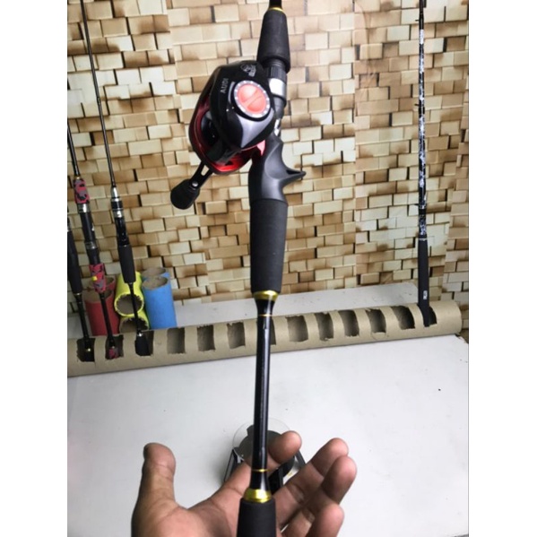 Satu set Joran pancing bc casting baitcasting fiber solid padat medium murah ajiro sniper baitcasting 150 165 180 198 210 cm