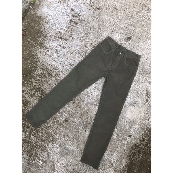 Celana Panjang Pria Wanita Bahan Corduroy Warna Hijau Army By Brooks Brothers Red Fleece