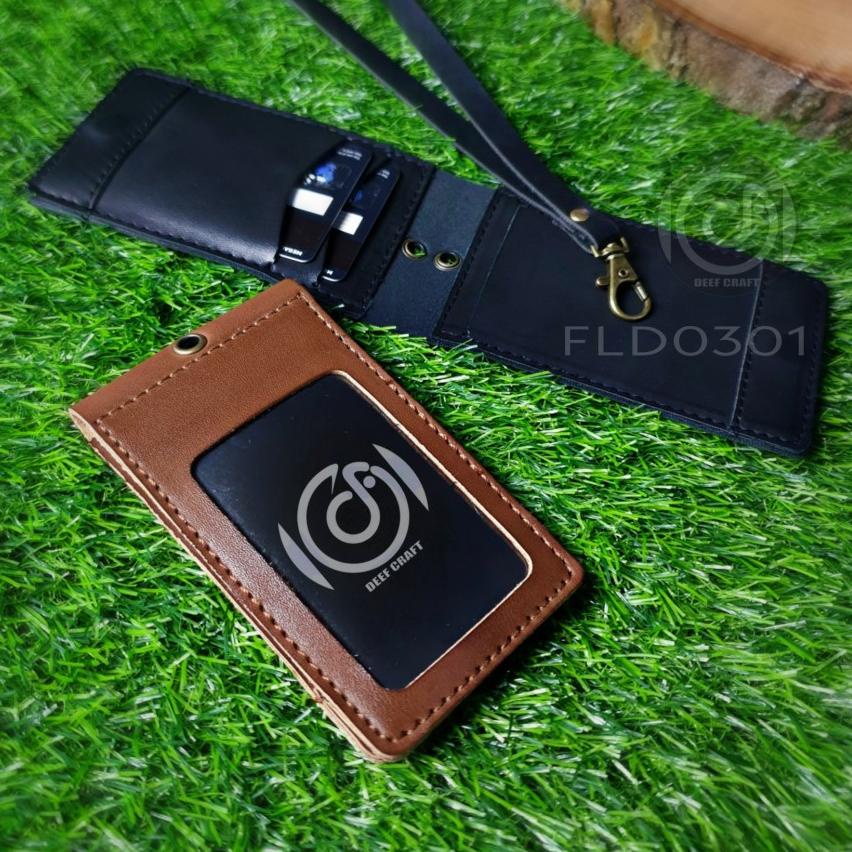 

[DISCOUNT FGL44] ID Card Holder Lipat Magnetic Multi Fungsi / Name Tag Kulit [FLD0301] Baru